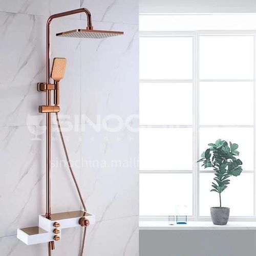 Ultra-thin large top spray three-block exposed constant temperature shower